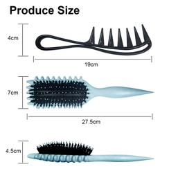 Ruayia Teeth Combs + Shark Tooth Comb Women, Wide Tooth Comb Kit for Men, Hair Styling Salon, Highlight Comb, Wide Tooth Comb, Curling Brush, Curling Comb, Coarse Teeth - Blue