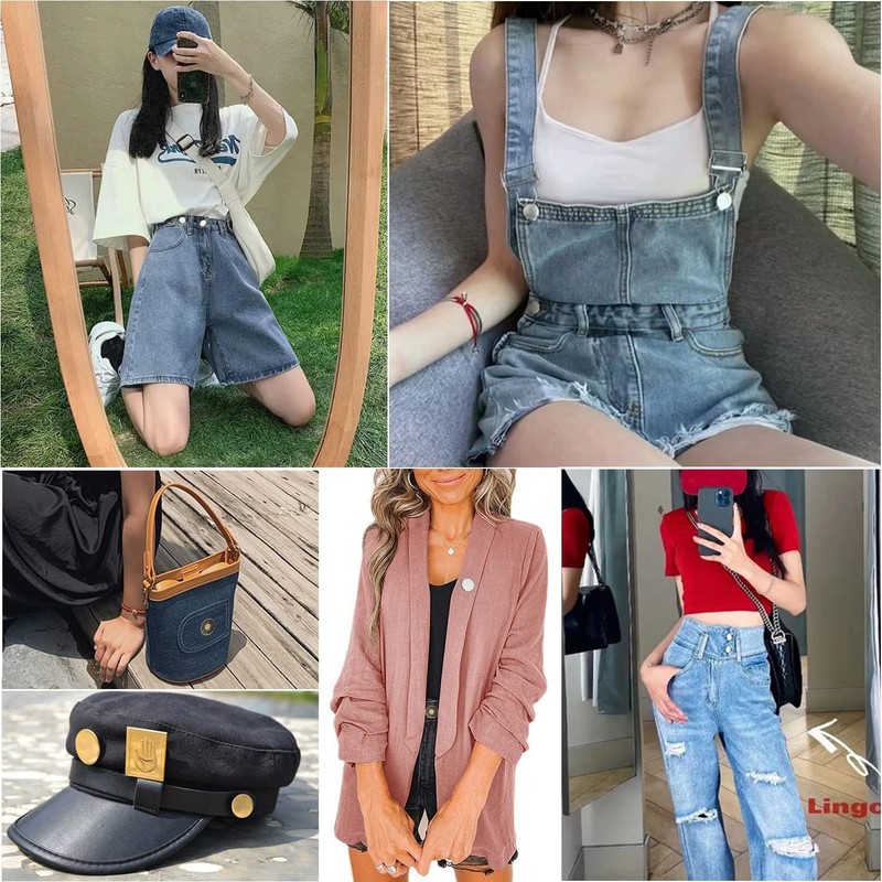 JUTOSU 8 Pcs Metal Jeans Waist Adjuster Button Adjuster Seamless