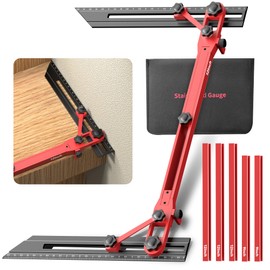 New Upgrade Stair Tread Template Tool, 72“ Adjustable Length Stair Tread Measuring Tool,Stair Tread Jig for Measuring Stairs,Riser,Stair Gauge Tool Perfect for Carpenters & DIY Projects