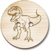 8 x 23mm 'Tyrannosaurus Rex Dinosaur' Round Wooden Buttons (BT00121316)
