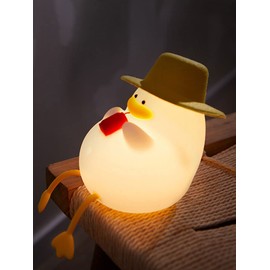 LVOERTUIG Cute Duck USB Rechargeable Night Light, Silicone Kids Lamp with 30 Minute Timer & Tap Control, for Nursery & Kids' Room Decor