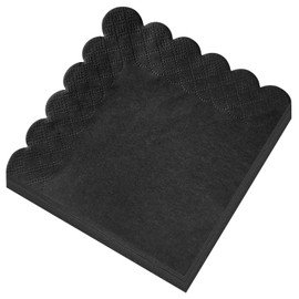 120 Pcs Black Scalloped Cocktail Napkins,2-Ply Black Disposable Beverage Party Napkins for Dinner Wedding Birthday Baby Shower