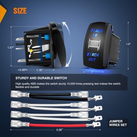 Nilight 90005B Momentary Laser Rocker Switch 7Pin Winch in Winch Wiring Harness Kit 20A/12V 10A/24V Switch Jumper Wires Set