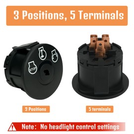 Ignition Switch 3-Positions 5-Terminals with 2 Keys for Craftsman, Cub Cadet, Troy-Bilt, MTD, Husqvarna, JD, AYP, Bad Boy, Delta, Replace Lawn Mower 925-04228 725-04228 725-04659 925-04659