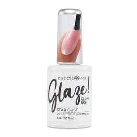 Cuccio Glaze Soak-Off Gel Nail Polish Topper - Star Dust (Violet Blue Shimmer) - LED/UV Cured Glitter Top Coat, 0.50 oz
