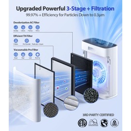 Genuine ECOSELF HAP603 Air Purifier Replacement Filter, 3-in-1 H13 True High-Efficiency Activated Carbon Filter, 2 Pack, White, Official, HAP603 & HAP603WF