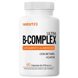 Restart B-Complex Completo | Vitamina B12, B1, B2, B3, B5, B6, B7, B9 | Suplemento Complejo B Mujer y Hombre | Calidad Premium en Laboratorio GMP | Vitaminas Mujer / Hombre - 60 Cápsulas