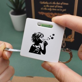 Azeeda 'Blowing Bubbles' Keyring Tape Measure/Spirit Level Tool (KM00038448)