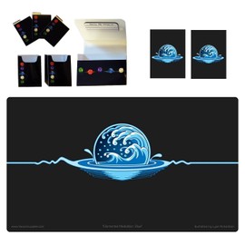 1 Iconic Elemental Double Deck Box Plus Blue Water Symbol PLAYMAT and 100 Double Matte Sleeves (fits MTG Mana Force of Will Cards) by Max-Pro