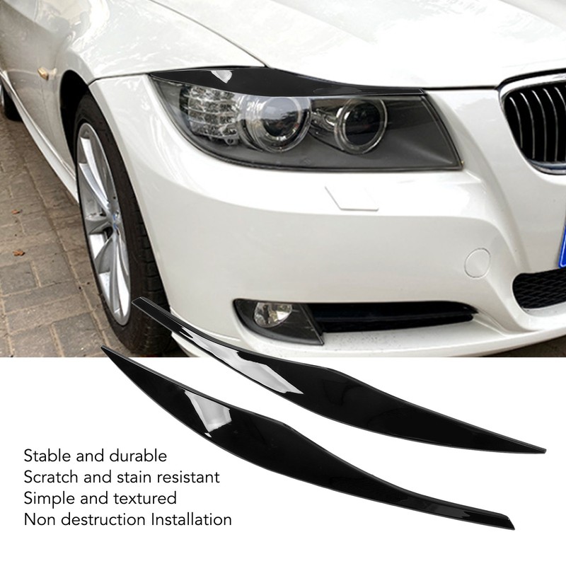 2PCs Front Headlight Eyebrow Cover Car Exterior Trim Replacement for