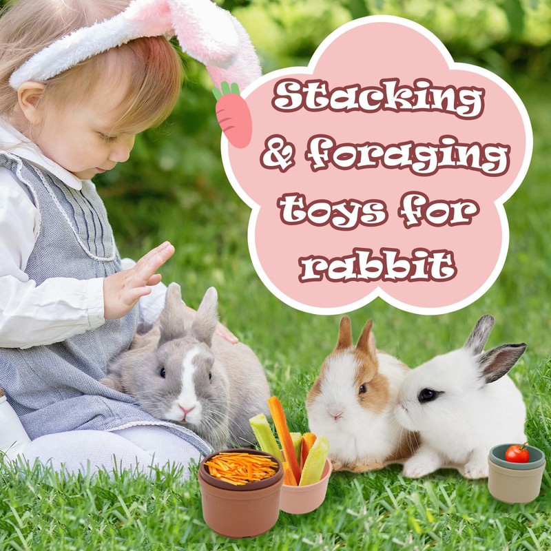 8 Pcs Stacking Cups for Rabbits Safe Plastic Rabbit Toys