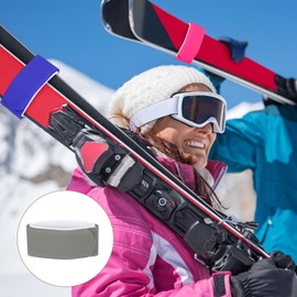 TIXIPEM Ski Fastener Straps [4Pcs] - Winter Sports Accessories Carrier Strap with Protective Pad Use for Carrying Ski Boards & Pole - [Gray] Adjustable Hook and Loop Tape