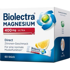 Biolectra Magnesium Direct Sticks Lemon 400 mg Pack of 60: For Normal Muscle Function with Increased Need, Magnesium Direct Sticks, High Dose