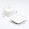 NAGU Small Rectangle Butter Dish with Lid, White Procelain Domed