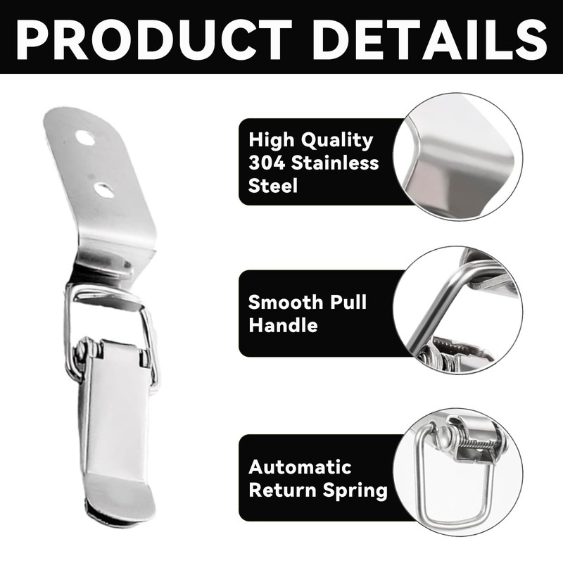 NIYATA 4Pcs 90 Degree Hook Lock Bolt,304 Stainless Steel Safety