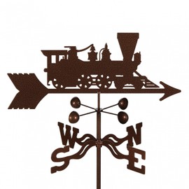 EZ Vane Locomotive Weathervane — 4-Sided Mount, Wind Cups, Antique Copper Finish, Steel with Durable Triple Powder Coating, Handcrafted in USA