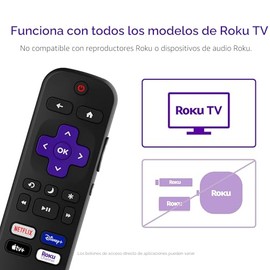 Control remoto Roku TV (Producto oficial del fabricante) - Configuración simple y accesos directos de aplicaciones preestablecidos - Control remoto de