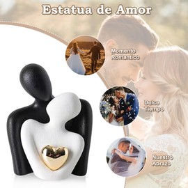 Estatua de Cerámica de Pareja Abrazándose, Decoración Abstracta de Cifras de Estilo Moderno, Decoracion Hogar, Estatuas Decorativas, Esculturas para Hogar, Estatua de Amor para Sala(Blanco y Negro)