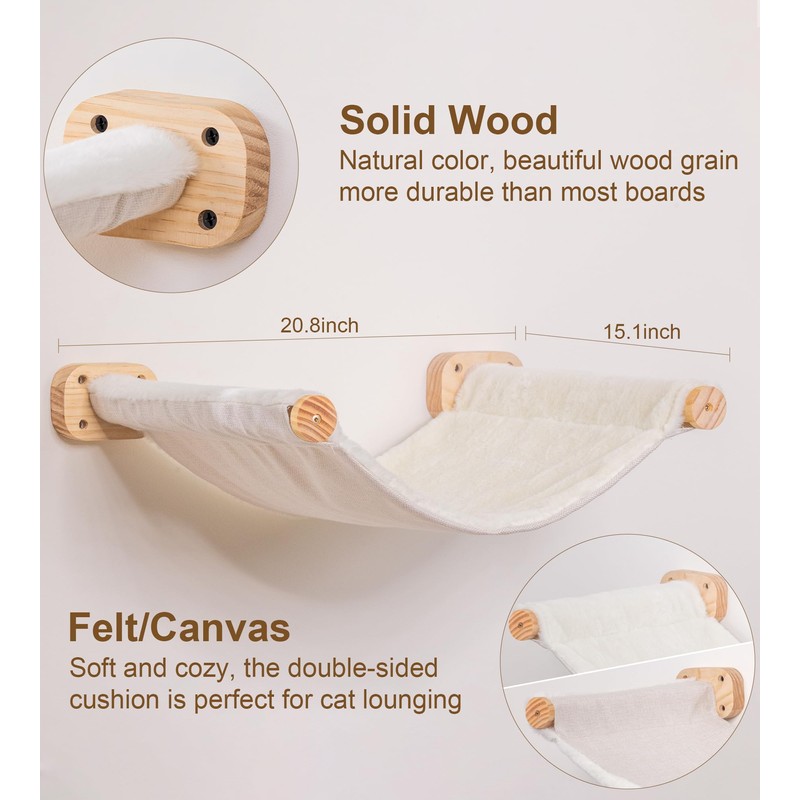 Cat Wall Hammock Set of 3, Wall Shelves with 1