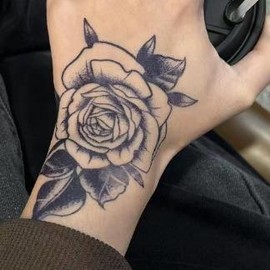 Rose Design Back of Hand and Shoulder Herbal Juice Tattoo Stickers - Waterproof, Smudge-Proof, Lasts 1-2 Weeks Traditional Color tattoo paste - Specification: ROSE
