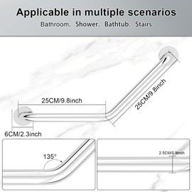 sunzone Shower Grab Bar,16 Inch Grab Bars for Bathroom,Stainless Steel Bathroom Shower Handles,Safety Hand Rail Support,Handrails for Senior and Elderly
