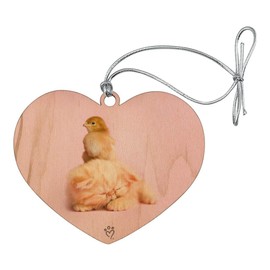 GRAPHICS & MORE Persian Kitten Cat and Chicken Chick Heart Love Wood Christmas Tree Holiday Ornament