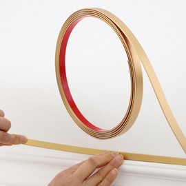 Matte Gold Peel and Stick Wall & Molding Trim, Flexible DIY Strip for Mirror, Floor, Cabinet, Ceiling, Tile Edge (16.4 ft x 0.8 inch)