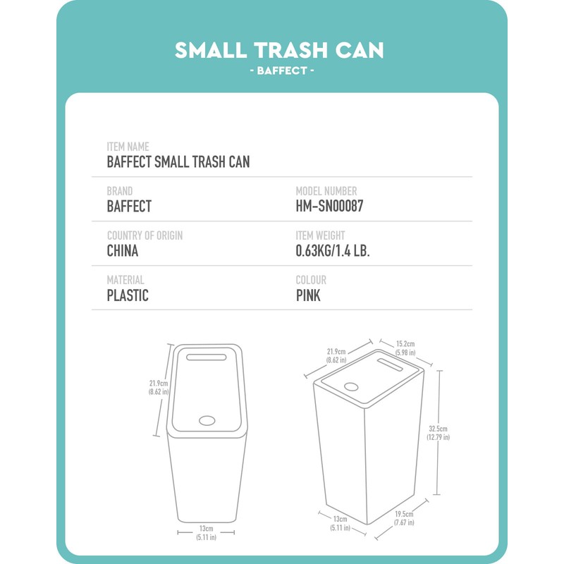 Baffect Small Trash Can with Lid Waste Basket Bathroom Garbage