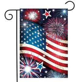 Briarwood Lane Stars and Stripes Patriotic Garden Flag Fireworks 12.5" x 18"