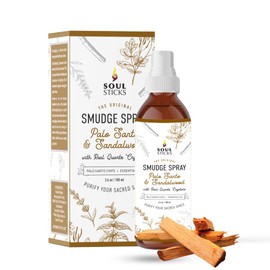 SOUL STICKS White Sage & Cinnamon Smudge Spray – 3.5oz Smokeless Energy Mist with Quartz Crystals – Non-Toxic Cleansing Spray for Aura, Home, Car, Meditation, Yoga, Stress Relief & Protection