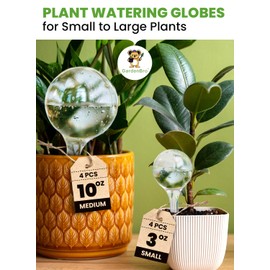 Plant Watering Globes Plastic Set of 8 - Automatic Plant Waterer Set for Indoor and Outdoor Plant Watering - Self Watering Planter Insert System with Plastic Watering Bulbs (4 Medium & 4 Small)