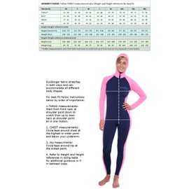 Women Sun Protection Full Body Swimsuit Stinger Suit Dive Skin Hooded UPF50+ Navy Pink XXL