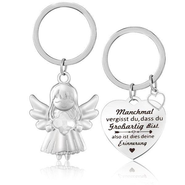 LbsAMP Guardian Angel Key Ring Motivational Courage Pendant Lucky Charm