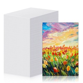 Moinchore 100 Pcs Mini Painting Canvas Panels Art Painting Canvases Panels Cotton Blank White Small Canvas Acid Free Boards for Watercolor Acrylic Oil Paint(4 x 6 Inch)
