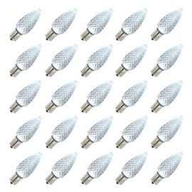 Vickerman 647127-0.96 watt 130 Volt C9 Cool White Twinkle Faceted LED Light Bulb (25 Pack) Christmas Light Bulbs (XLEDC95T-25)