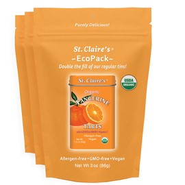 St. Claire’s Organic Tangerine Tart Candies – 3-Pack EcoPack, 3 oz Each | Certified Organic, Vegan, Gluten-Free, Allergen-Free, Non-GMO, Low Calorie, Plant-Based | Made in USA