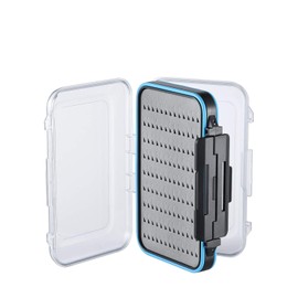 Gonex Fly Boxes for Fly Fishing Two-Sided Waterproof Lightweight Fly Fishing Box Easy Grip Transparent Lid Fly Fishing Lures Box, 15x 9.7x 4.5 cm, Grey