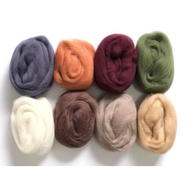 T.F GHG Wool Roving for Needle Felting,8 Colors Set, 15G/Color,Total 120G/4.23OZ, 100% Natural Wool, Super Clean,Fibre Wool for Felting Yarn Craft Supplies, Needlecrafts for Starter Beginner,Super Clean,Mixing Wool Video Tutorial (Earth)