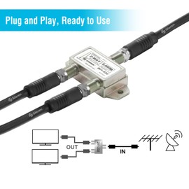 STEREN 2-Way 2.4GHz 90dB 1 Port Power Pass DC Passing On One Port F-Pin Coaxial Splitter [201-232]