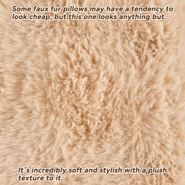 AmHoo Pack of 2 Throw Pillow Covers 3D Dense Faux Rabbit Fur Cozy Super Soft Fuzzy Set Case Cushion for Couch Sofa Bedroom 18 x 18-Inch Camel
