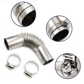 Diesel Heater Exhaust Pipe, Wanfoou 2 Pcs Stainless Steel Heater Exhaust Pipes Elbow Connector, Exhaust Hose for Car, 25MM Elbow Connector Gas Vent Exhaust Pipe with 4 Clamps