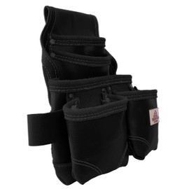 Western Heritage | Heavy Duty Leather Tool Pouch Bag | Professional Grade | Carpenter, Construction, Framers, Handyman Tool Bag, Reinforced Seams, 5 Pockets, 2 Snap Loops (Black)