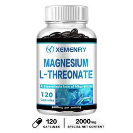 Xemenry Magnesium Threonate (Magtein) - Highly Absorbable - Bioavailable Form of Magnesium - Magnesium Threonate 2000MG - 120 Capsules - Specification: 120Capsules