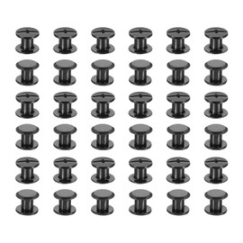 PATIKIL 50 Sets Chicago Screws, 6mm l Chicago Screws Phillips Binding Post Screw Bolts Leather Rivets Fasteners Connectors for Leather Belt Scrapbook Photo Albums, Black