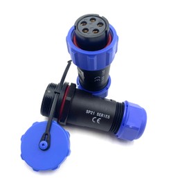 SP21 5 Pin Industrial Plug, IP68 Waterproof Aviation Plug, Straight Socket and Socket SP21 5 Pin Bullet Connector for Industrial and Aviation Applications