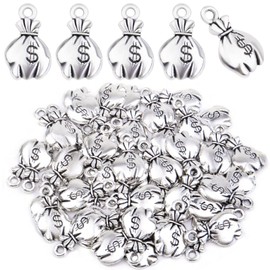 Hmjpng 50pcs Antique Silver US Dollar Sign Charms Alloy Money Bag Dangle Pendants Jewelry Charms Accessories for DIY Necklace Bracelet Crafts Decoration