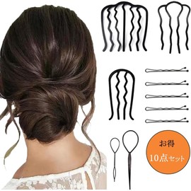Yuaii Winding Comb, Hair Comb, Hair Clip, Firm, Hair Arrangement, Goods, Inner Hair Access, U-Pin E-Stick Plus Short, Kururinpa Stick, Wedding, School Entrance Ceremony, Graduation Ceremony,