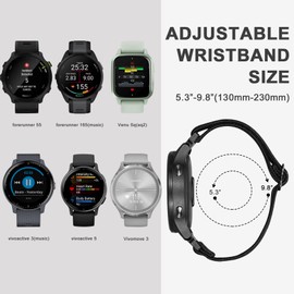 Wizvv Pack of 5 20 mm Wristbands Compatible with Garmin Vivoactive 5/3/Forerunner 55/165/245/645 Music, Nylon Fabric Watch Strap for Venu/Sq/2 Plus/Sq Music/Sq 2 Women and Men, Nylon
