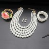 Juego de collar de perlas grandes de imitación para mujer,