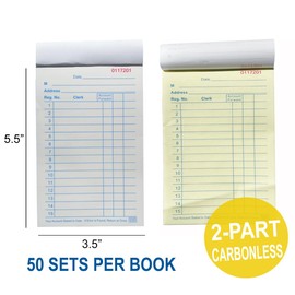 July's Best 10 Pack Sales Order Forms 3.5" x 5.5" Carbonless Duplicate Receipt Book